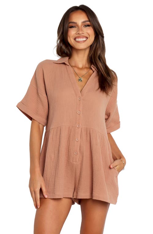 Petal And Pup Petal & Pup Winny Crinkle Cotton Romper In Brown