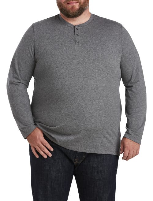 Shop Harbor Bay By Dxl Wicking Long-sleeve Henley Shirt In Granite Heather