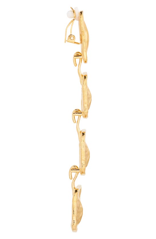 Shop Tom Ford Croc Link Clip-on Drop Earrings In Vintage Gold