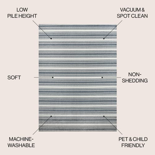 Jonathan Y Fawning Two-tone Striped Classic Low-pile Machine-washable Polyester Rug In Cream/dark Gray