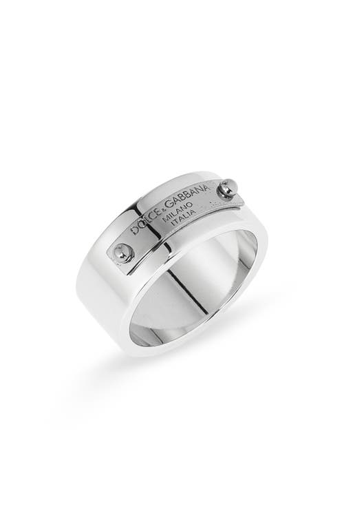Dolce & Gabbana Men's Logo Plaque Ring in Silver at Nordstrom, Size 9.5