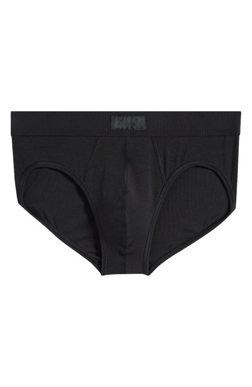 Shop Skims Cotton & Modal Blend Briefs In Obsidian