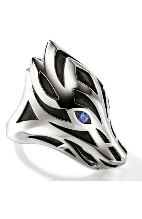 Shop John Hardy Naga Ring, Sterling Silver, Blue Sapphire In Silver/blue Saphire