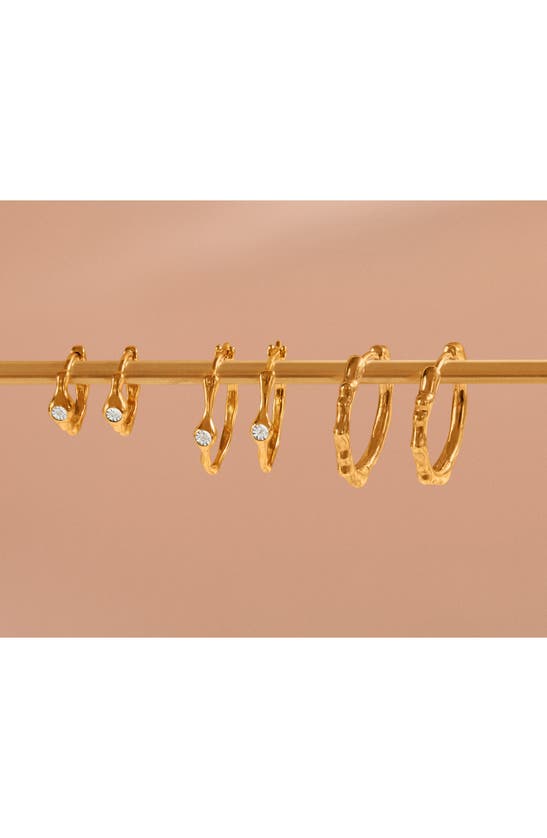 Monica Vinader Siren Diamond Huggie Hoop Earrings In 18ct Gold On Sterling