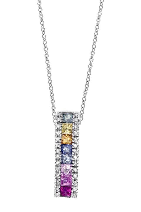 Diamond & Sapphire Pendant Necklace - 0.11ct.