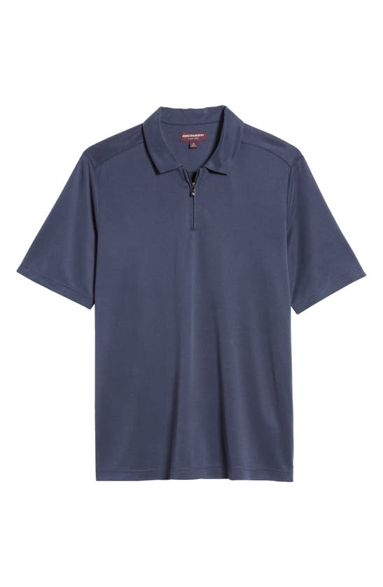 Johnston & Murphy Bird's Eye Quarter Zip Polo In Navy