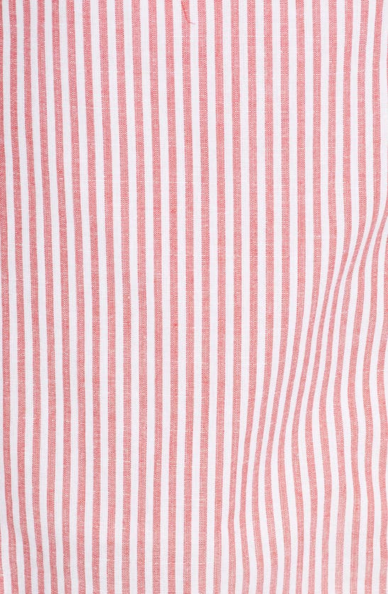 1901 Stripe Belted Shirtdress In Red- White