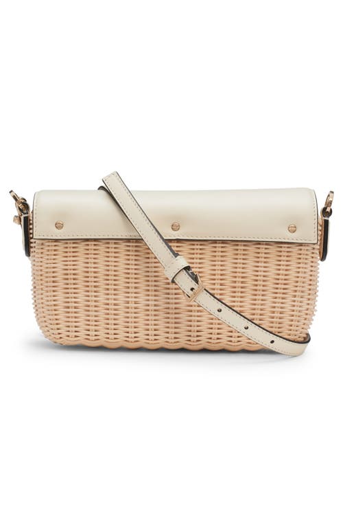 Shop Valentino Garavani Locò Woven Wicker & Leather Shoulder Bag In Yt3 Naturale/ivory