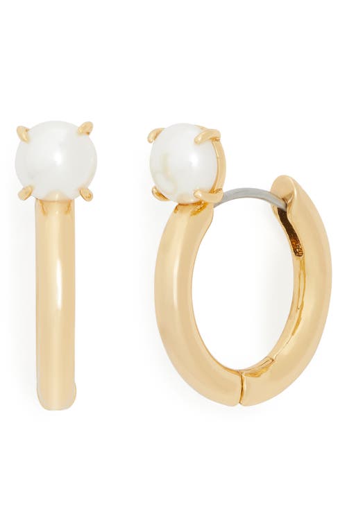 Kate Spade New York imitation pearl chunky hoop earrings in White Gold. at Nordstrom
