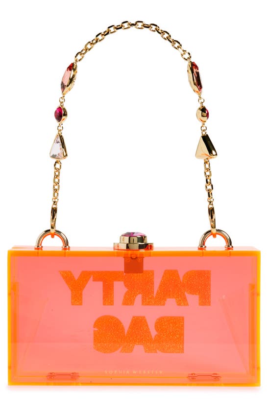 Shop Sophia Webster Cleo Party Bag Clutch In Neon Red And Gold