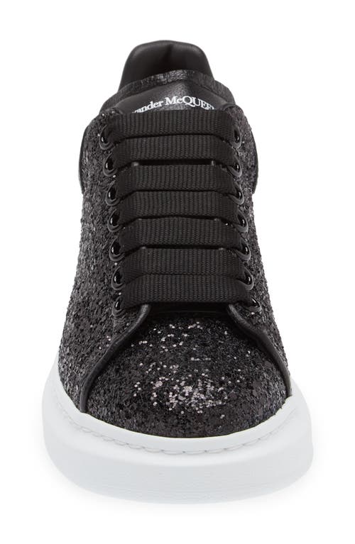 Shop Alexander Mcqueen Oversize Glitter Platform Sneaker In Black/black