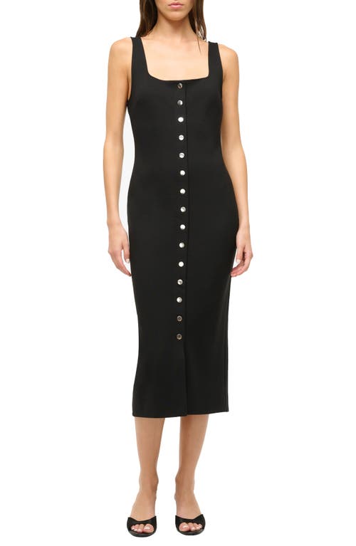 Shop Staud Domani Sleeveless Midi Dress In Black