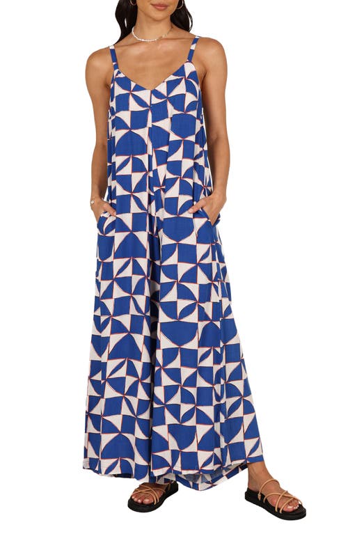 Petal & Pup Kiki Abstract Print Wide Leg Jumpsuit Blue at Nordstrom,