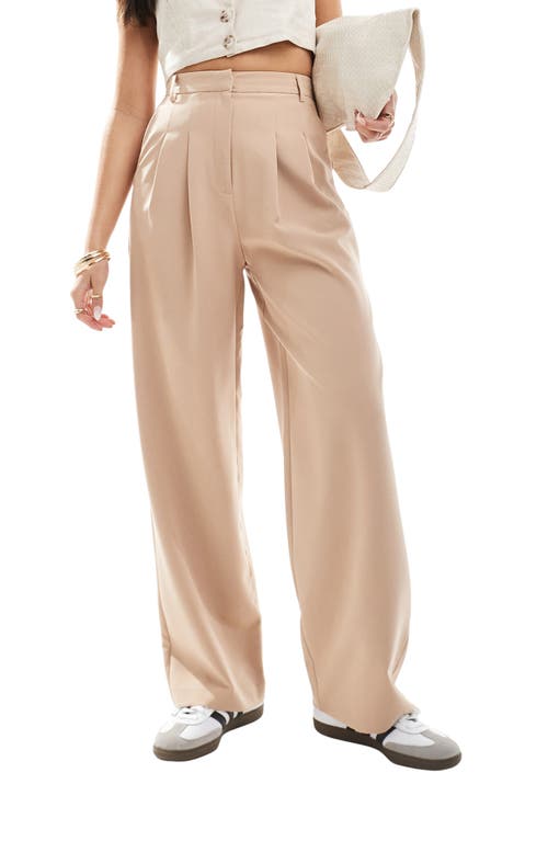 Miss Selfridge Pleat Front Wide Leg Pants in Camel 