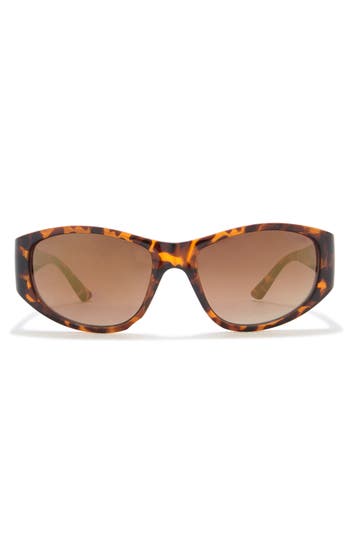 Guess 58mm Geometric Sunglasses In Dark Havana/brown Mirror