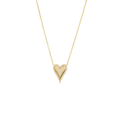 Shop Adina Eden By  Pave Outlined Elongated Heart Necklace In Gold