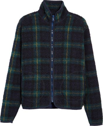 Drake's Coats & Jackets  Green Boucle Wool Zip Fleece Jacket