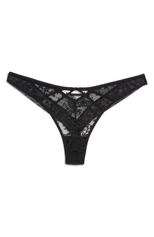 Shop Etam Impertinente Lace & Mesh Tanga In Black