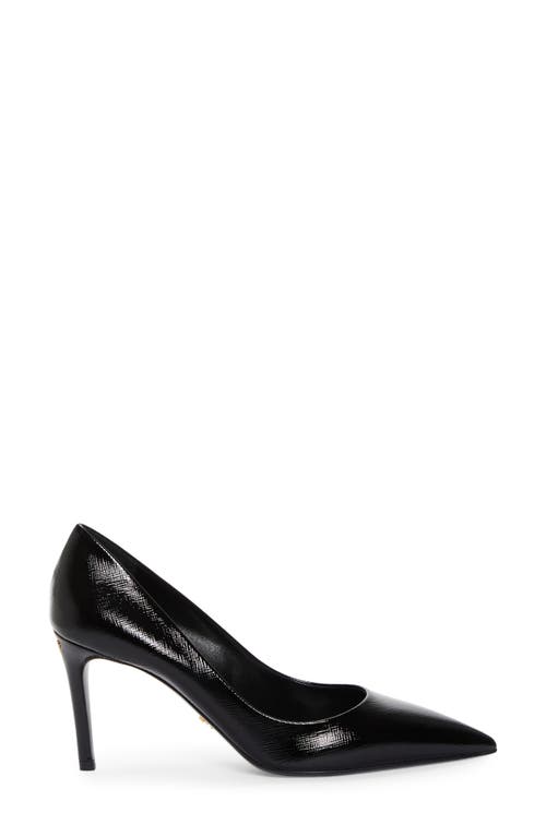 Prada Patent Saffiano Leather Pointy-toe Pump In Nero