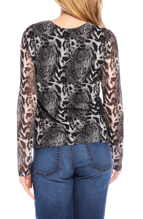 KAREN KANE KAREN KANE ANIMAL PRINT LONG SLEEVE MESH TOP 