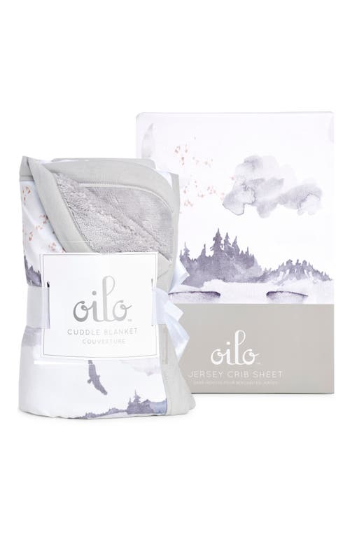Oilo Misty Mountain Cuddle Blanket & Fitted Crib Sheet Set in Stone at Nordstrom