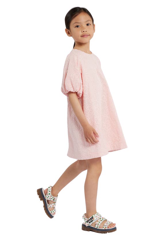 Shop Kenzo Kids' Floral Embroidered Cotton Shift Dress In Veiled Pink