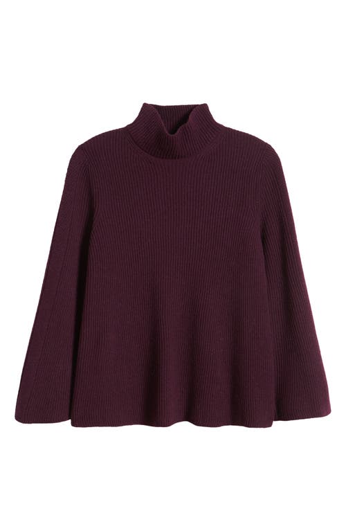 Shop Anne Klein Mock Neck Rib Sweater In Deep Plum