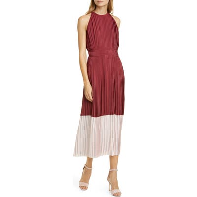 Joie Aleanna Colorblock Pleated Dress, Red