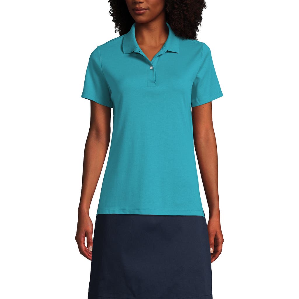 Lands' End School Uniform Short Sleeve Feminine Fit Interlock Polo Shirt In Teal Breeze