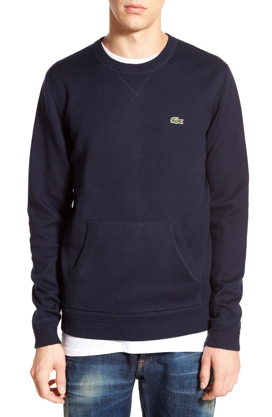 crew neck sweatshirt with kangaroo pocket