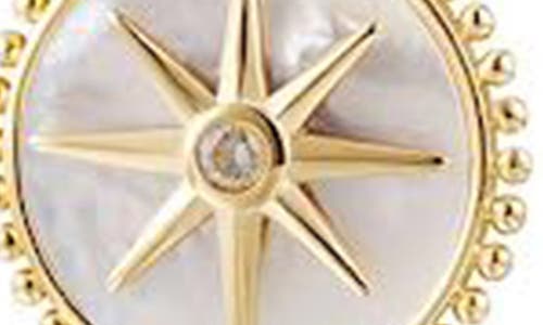 Jane Basch Designs North Star Mother-of-pearl Pendant Ball Chain Necklace In Gold
