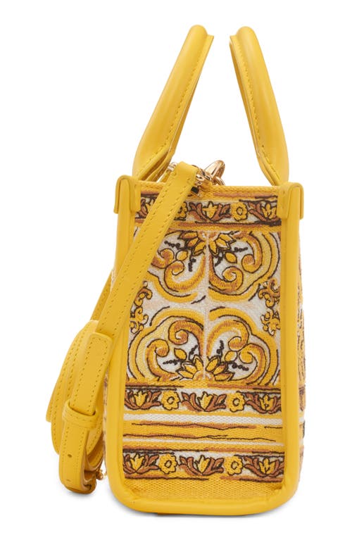 Shop Dolce & Gabbana Dolce&gabbana Mini Dg Daily Giallo Tile Embroidered Canvas Shopper In Hg3ob Azulejos Giallo