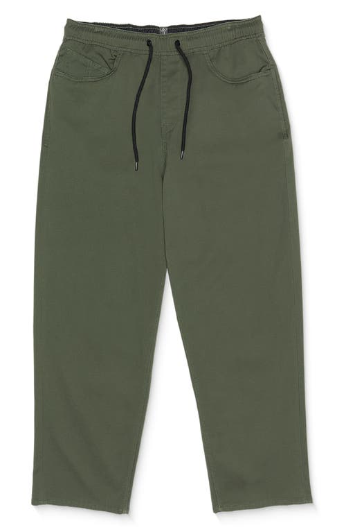 Volcom Freazy Loose Drawstring Waist Stretch Cotton Pants in Squadron Green 