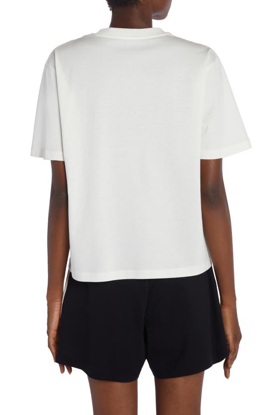 Shop Moncler Logo Pocket Cotton Blend T-shirt In Natural