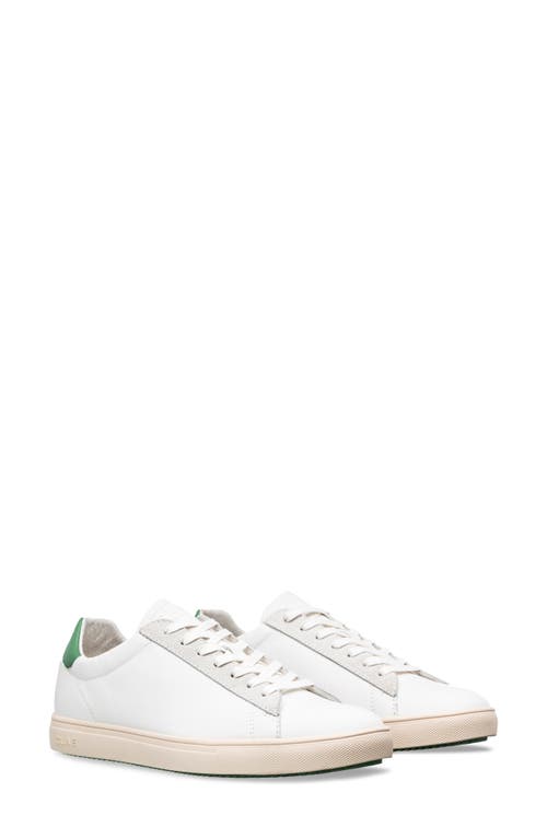 CLAE Bradley California Sneaker in White Leather Loden Green