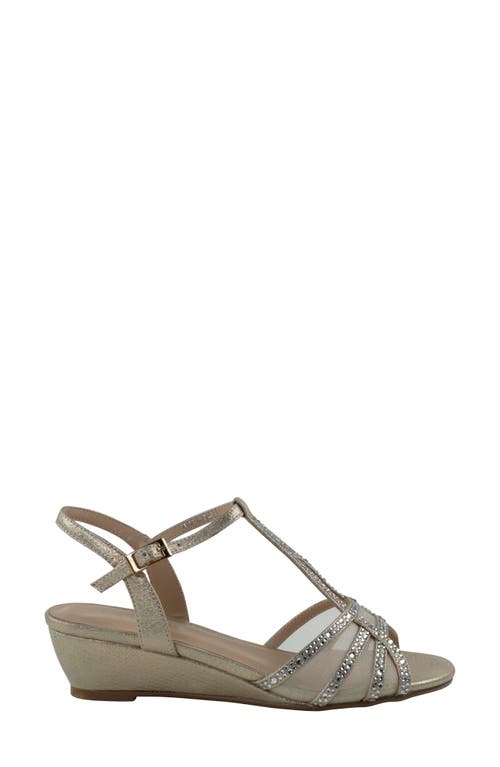 Paradox London Pink Jilly Embellished Wedge Sandal In Champagne