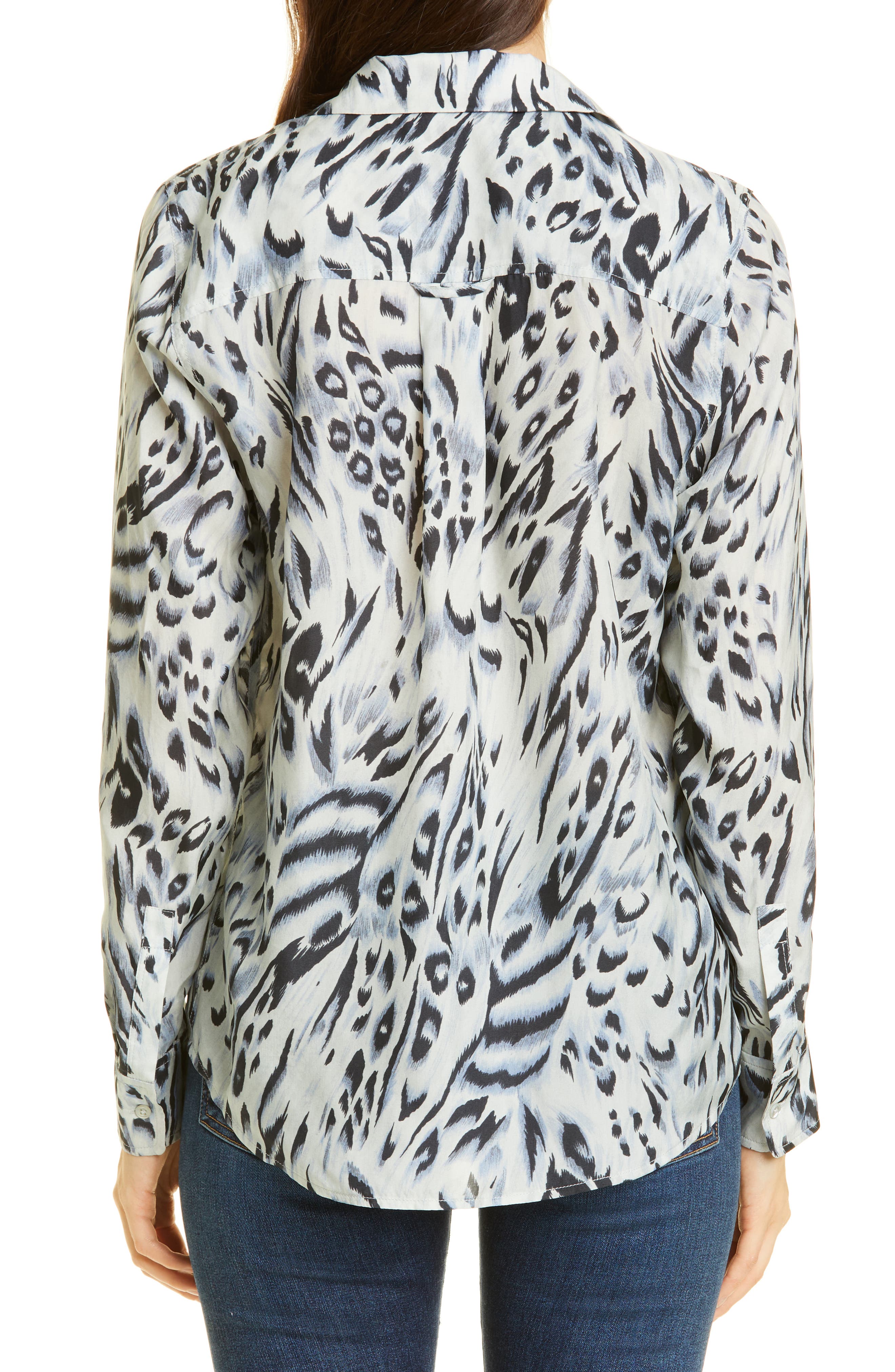 Rails Rebel Snow Leopard Print Button 