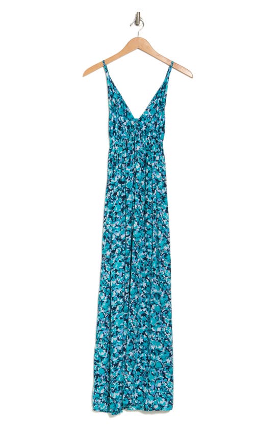 Shop Tiare Hawaii Gracie Floral Maxi Dress In Montage Blue Green