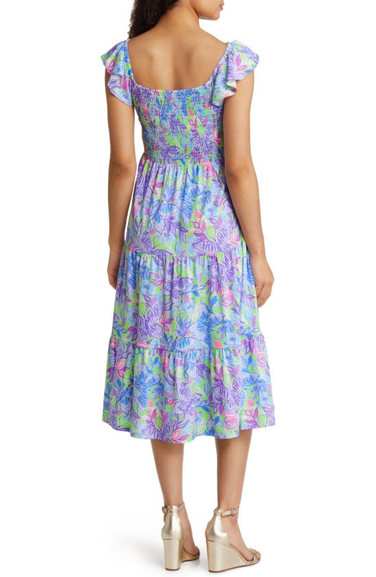 Lilly Pulitzer Jilly Floral Smocked A-line Cotton Dress In Dew Drop ...