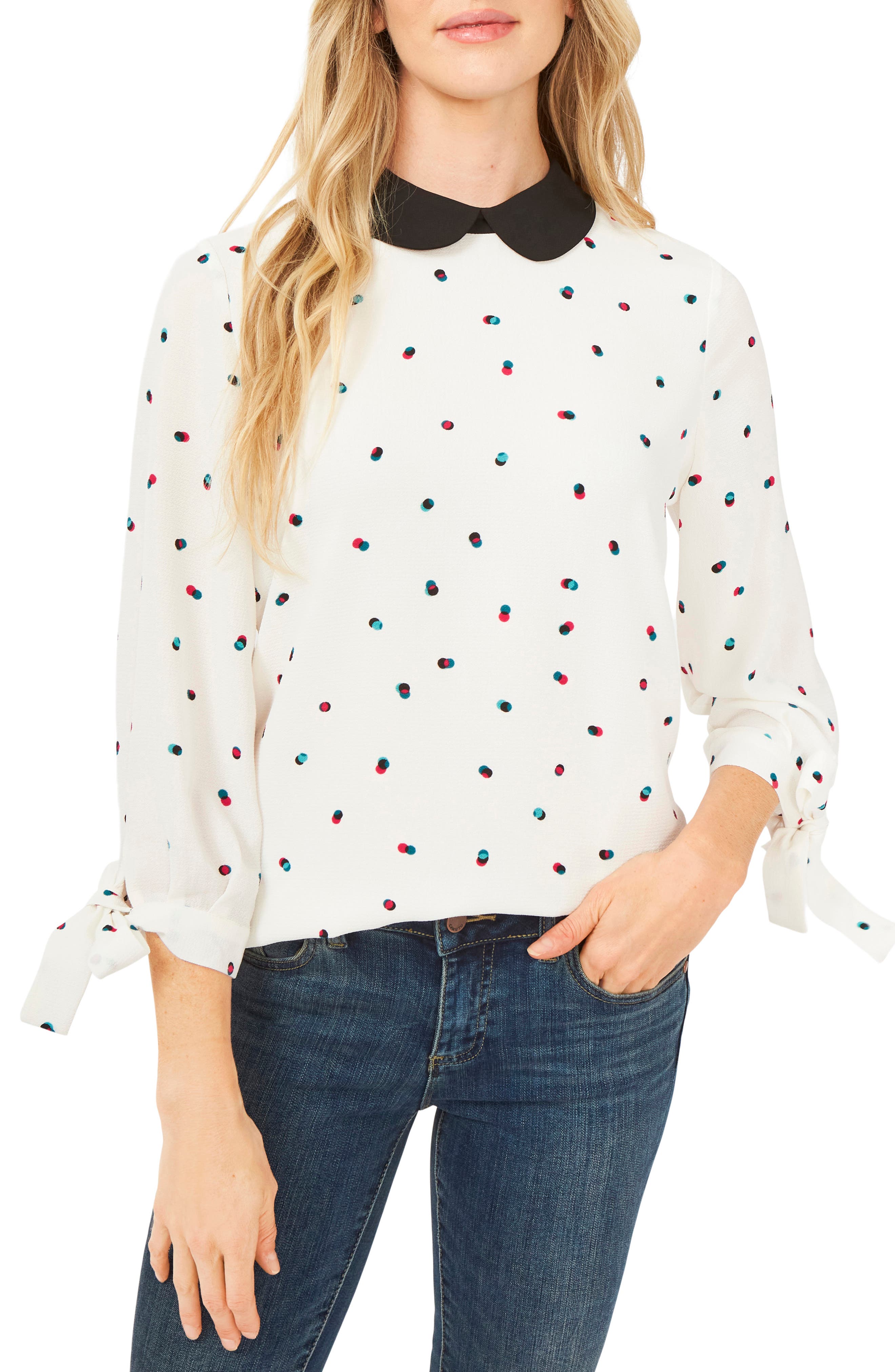 18 Petite Blouse Button Up Shirt Choose Purple Print or Black Polka Dot XL 16 