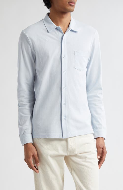 Sunspel Riviera Long Sleeve Cotton Mesh Button-Up Shirt Light Blue at Nordstrom,