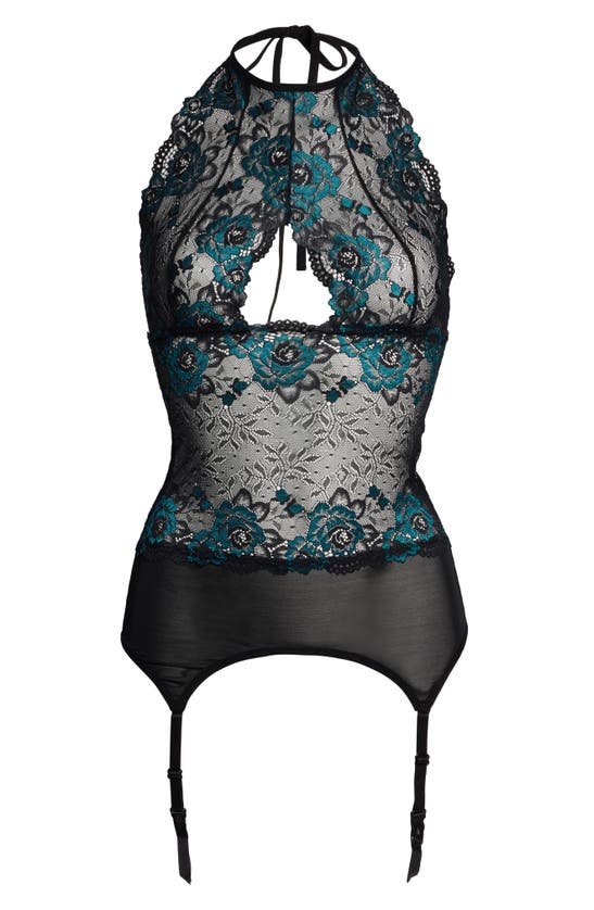 ANN SUMMERS ANNE SUMMERS KIERA LACE HALTER BASQUE WITH GARTER STRAPS