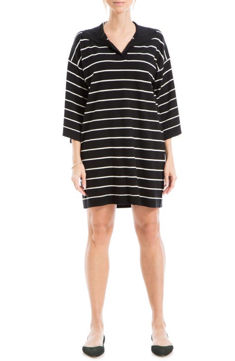 Stripe Johnny Collar Sweater Dress