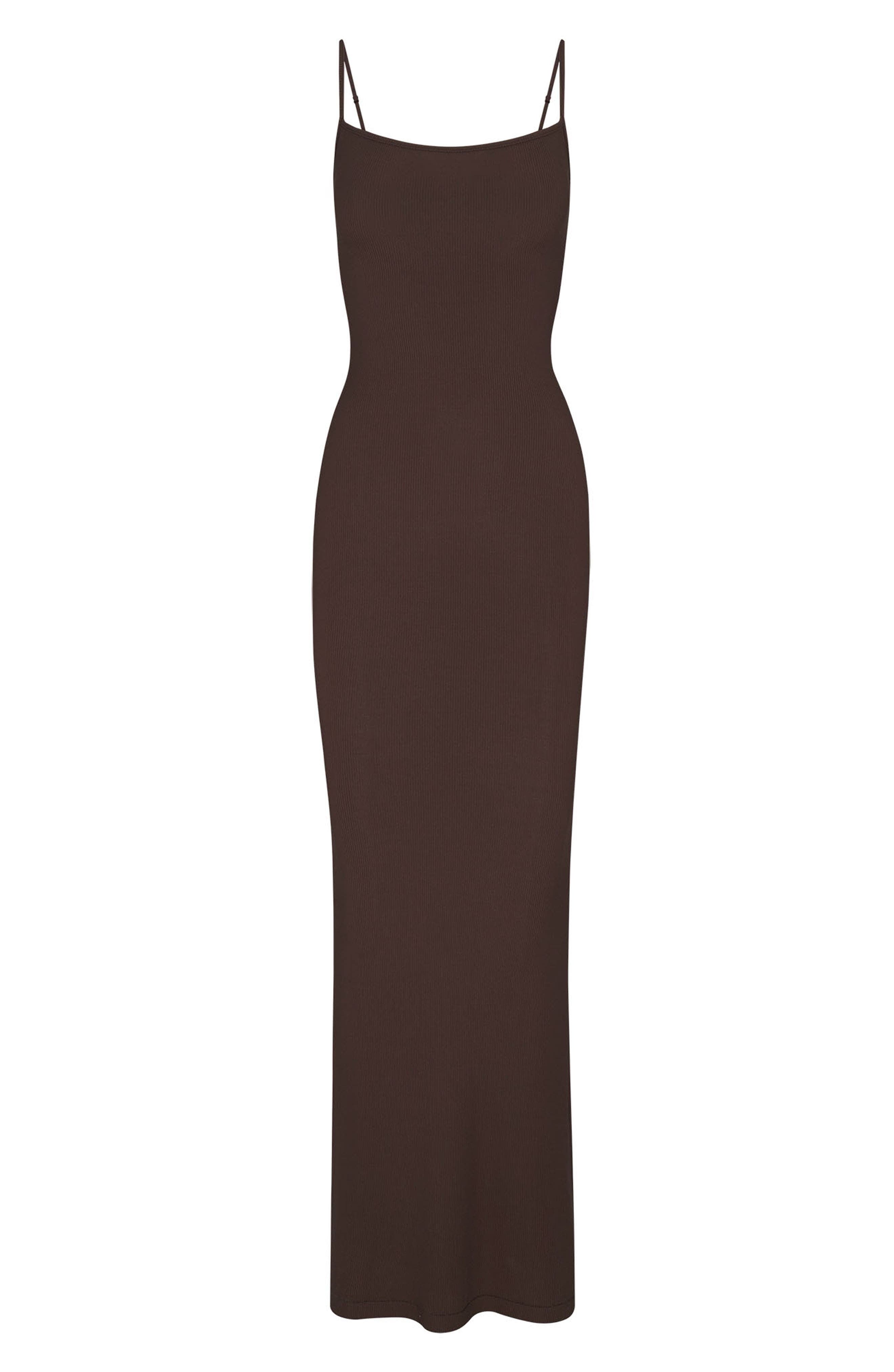 SKIMS Soft Lounge Ribbed Bodycon Long Slip Dress SMALL Wine - Dresses