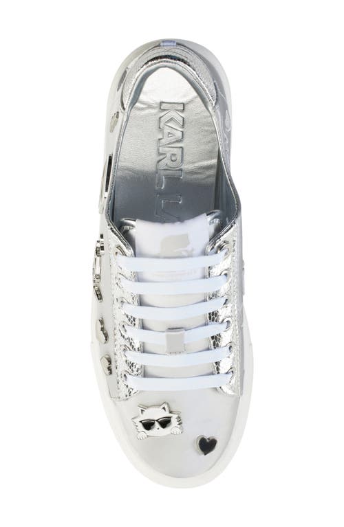 Shop Karl Lagerfeld Paris Cate Pins Platform Sneaker In Silver