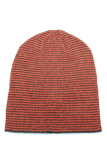 Shop Portolano Mini Stripe Slouchy Hat In Charcoal/orange