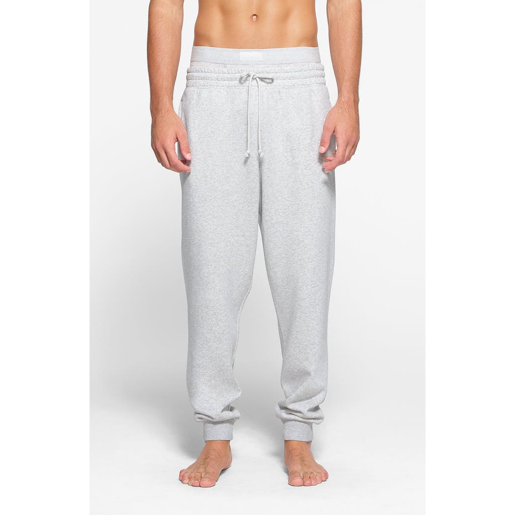 Skims Mens Light Heather Grey Tapered Soft-knit Cotton-blend Jogging Bottoms In Light Heather Grey