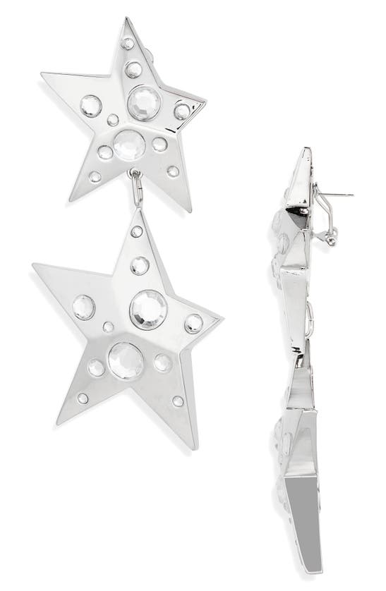 Shop Area Crystal Star Drop Earrings In Silver