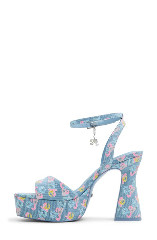 Shop Aldo X Barbie Party Ankle Strap Platform Sandal In Denim Light Blue