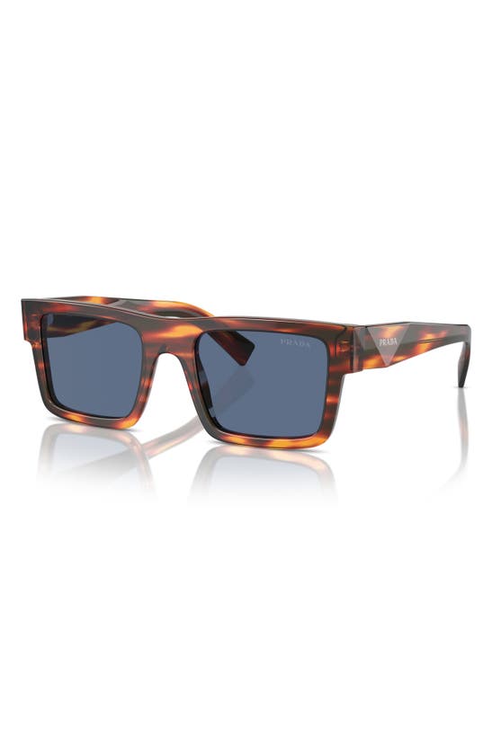 Shop Prada 52mm Rectangular Sunglasses In Dark Blue